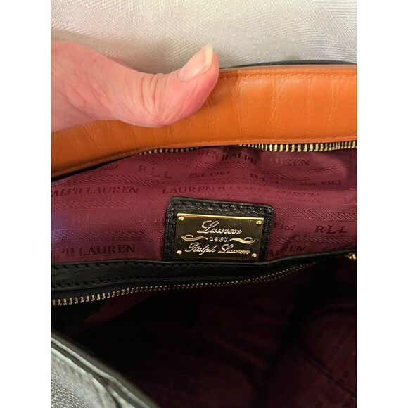 RALPH LAUREN BLACK LEATHER HOBO COLLECTION VINTAGE SHOULDER BAG - Picture 8 of 12